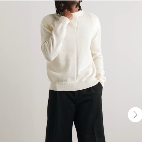 NWT Men’s Jil Sander Paneled Virgin Wool-Blend Sweater - Eggshell/Light Yellow - Picture 1 of 16